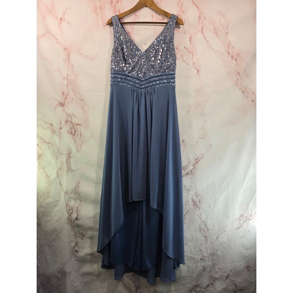 Ever Pretty Dress Womens 12 Blue Maxi Gown Sequin Long Hi Low Dance Prom